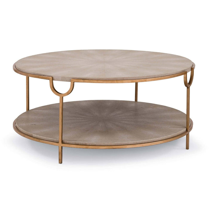 Vogue Shagreen Cocktail Table (Ivory Grey and Brass)
