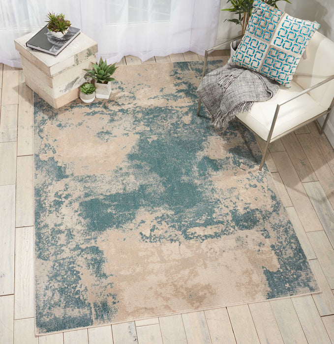 Nourison Maxell MAE13 Blue and White 4'x6'  Area Rug