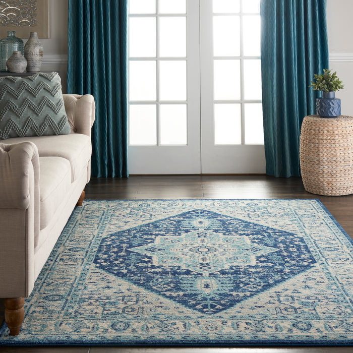 Nourison Tranquil TRA06 Blue and White 4'x6' Persian Area Rug