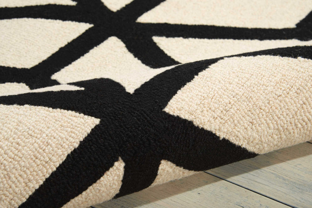 Nourison Linear LIN01 White and Black 8'x10'   Rug