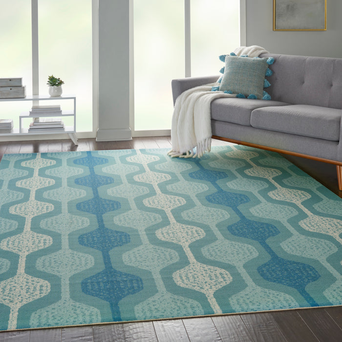 Waverly Sun N Shade SND70 Blue 8'x11' Oversized Indoor-outdoor Rug