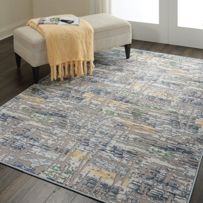 Nourison Urban Chic URC01 Grey Multicolor 5'x8' Abstract Area Rug