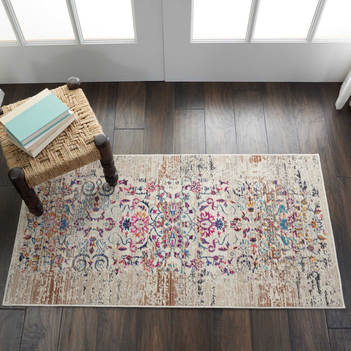 Nourison Vintage Kashan 2' X 4' Ivory Multicolor Boho Area Rug