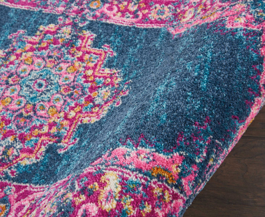 Nourison Passion PSN03 Blue and Pink 6' Runner  Hallway Rug
