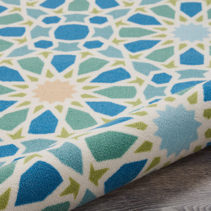 Waverly Sun N Shade SND29 Blue 4'x6'  Area Rug