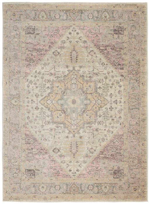 Nourison Tranquil TRA06 Pink and Beige 5'x7' Kashan Area Rug