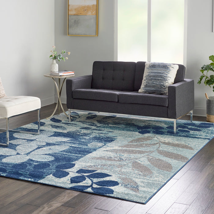 Nourison Tranquil TRA01 Navy Blue 9'x12' Oversized  Rug