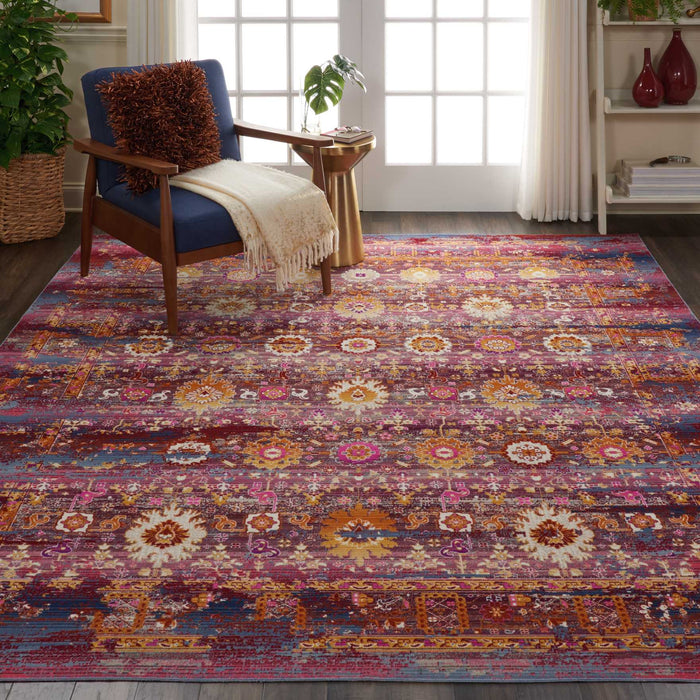 Nourison Vintage Kashan VKA03 Burgundy Multicolor 8'x10'   Rug