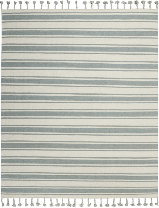 Nourison Rio Vista DST01 Blue and White 8'x11' Oversized Flat Weave Rug