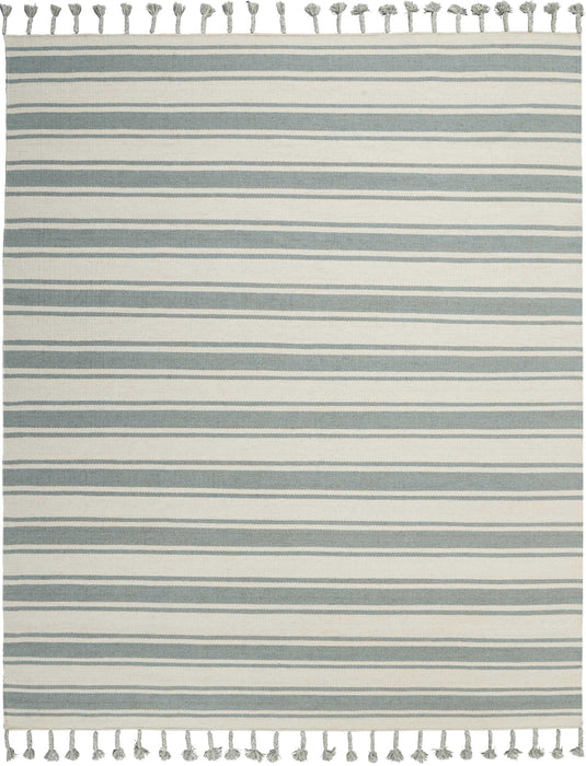 Nourison Rio Vista DST01 Blue and White 8'x11' Oversized Flat Weave Rug