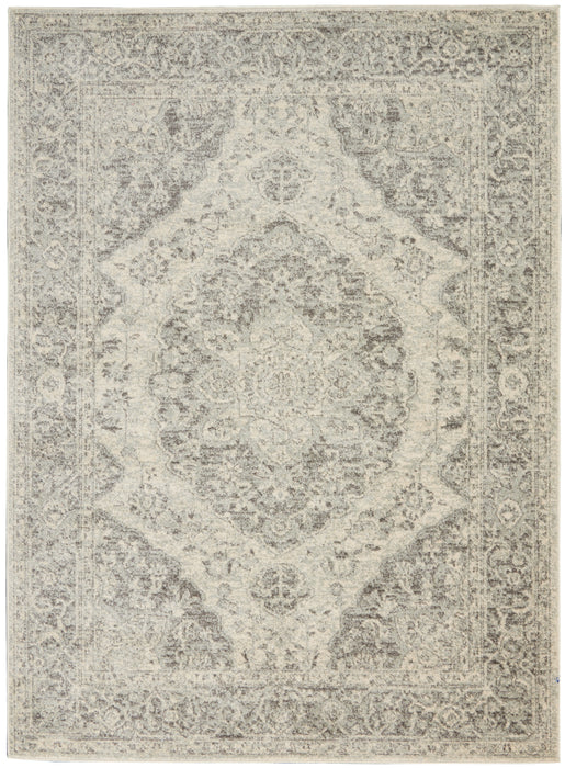 Nourison Tranquil TRA05 Grey and White 5'x7' Vintage Area Rug