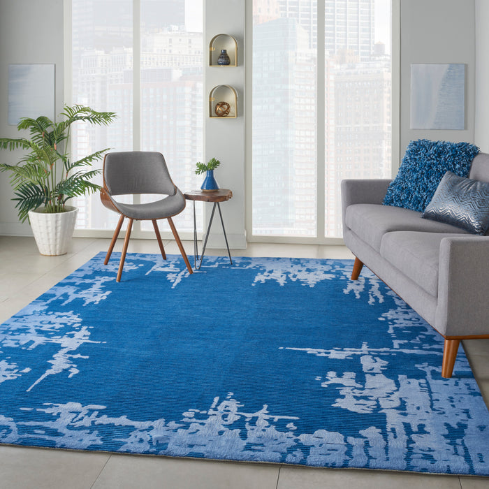 Nourison Symmetry SMM02 Navy Blue 9'x12' Oversized Textured Rug
