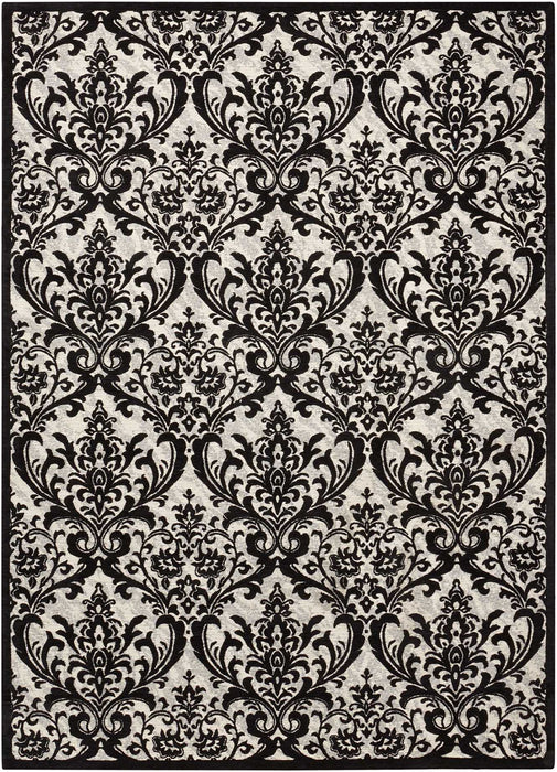 Nourison Damask DAS02 Black and White 5'x7' Vintage Area Rug