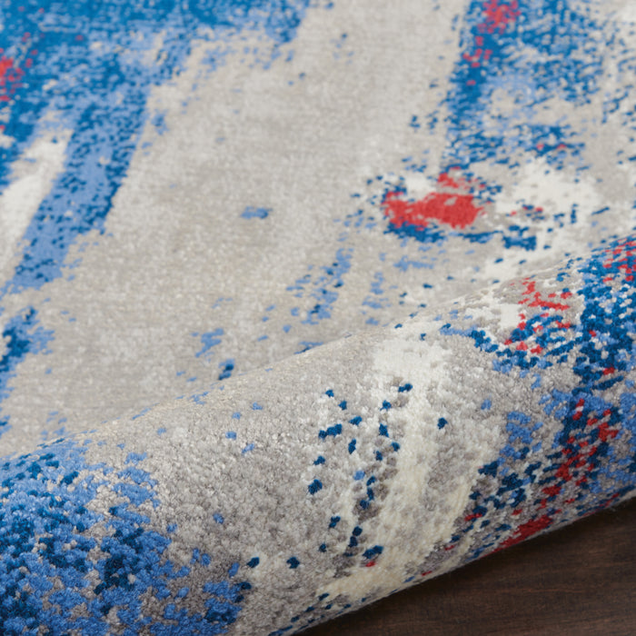 Nourison Twilight 2'x3' Grey and Blue Abstract Area Rug