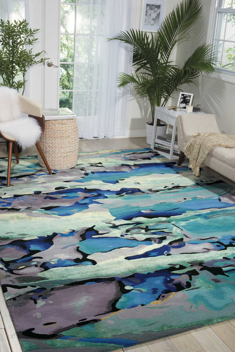 Nourison Prismatic PRS04 Blue and Green 6'x8'  Area Rug