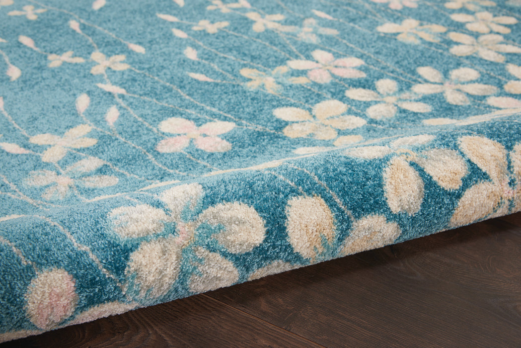 Nourison Tranquil TRA04 Turquoise Blue 4'x6' Floral Area Rug