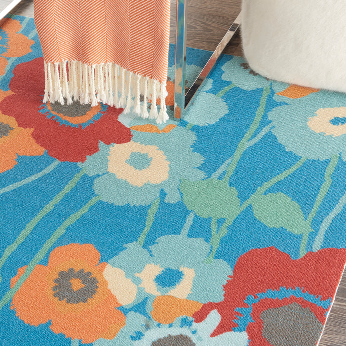 Waverly Sun N Shade SND27 Blue 4'x6'  Area Rug