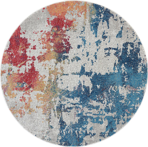 Nourison Ankara Global ANR10 Multicolor 4' Round Abstract Area Rug