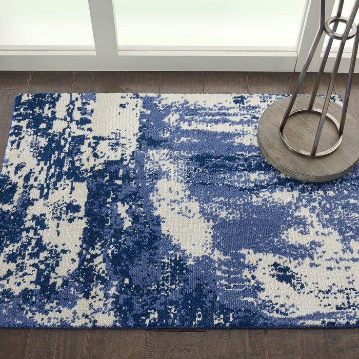 Nourison Twilight 2'x3' Blue and White Abstract Area Rug