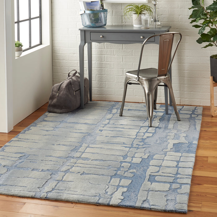 Nourison Symmetry SMM04 Blue and Grey 4'x6' Area Rug