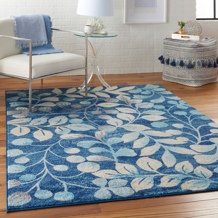 Nourison Tranquil TRA03 Navy Blue 6'x9' Botanical Area Rug