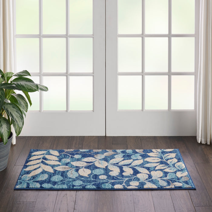 Nourison Tranquil 2'x4' Navy Blue Botanical Small Rug