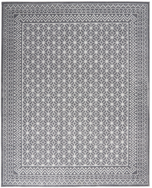 Nourison Palermo 8' x 10" Charcoal Grey and Silver Distressed Bohemian Area Rug