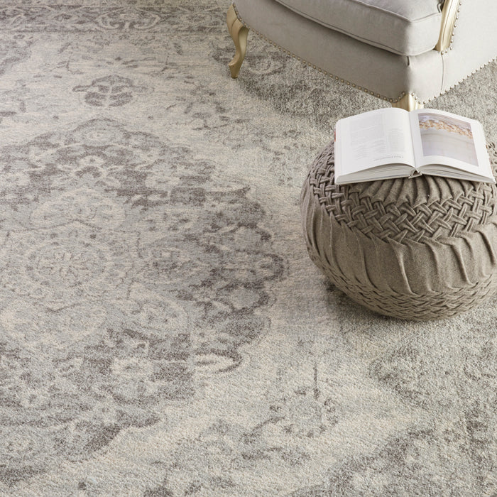 Nourison Tranquil TRA05 Grey and White 9'x12' Oversized  Rug