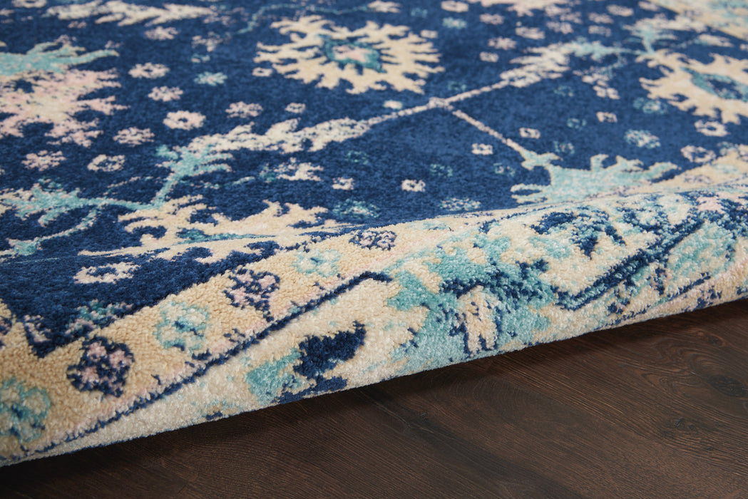 Nourison Tranquil TRA10 Navy Blue 6'x9' Bordered Oriental Area Rug