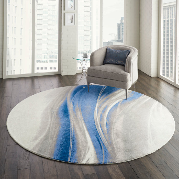 Nourison Twilight TWI28 Ivory and Blue 8' Round Large Rug