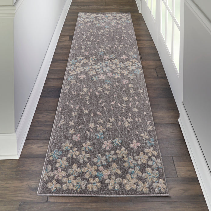 Nourison Tranquil TRA04 Grey 7' Runner  Hallway Rug