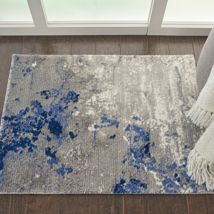 Nourison Twilight 2'x3' Blue and Grey Abstract Area Rug