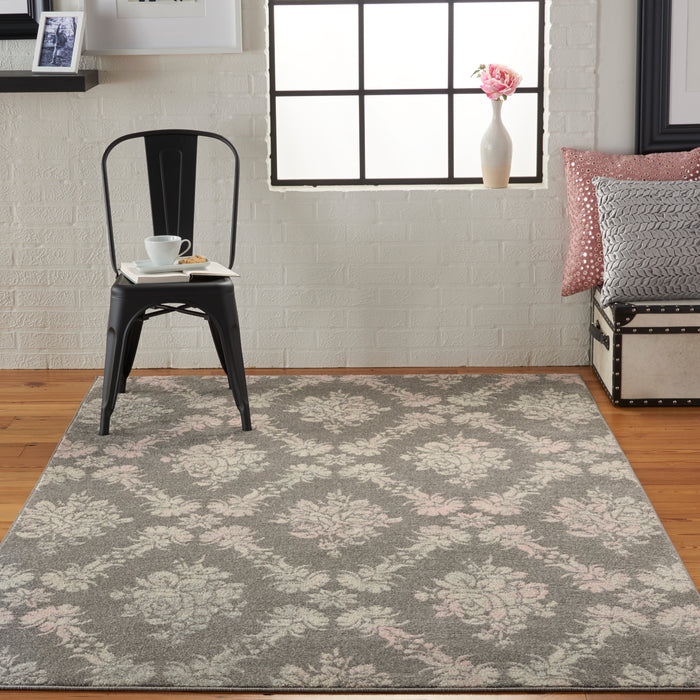 Nourison Tranquil TRA09 Pink and Grey 4'x6' Vintage Area Rug