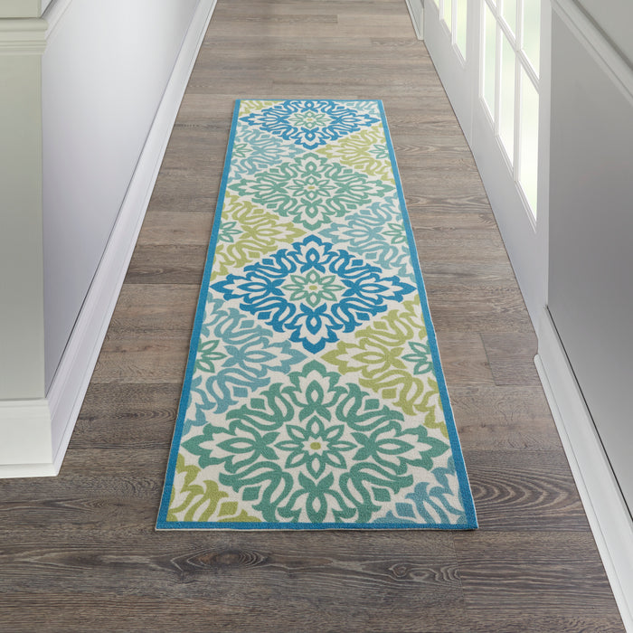 Waverly Sun N Shade SND23 Blue 8' Runner  Hallway Rug
