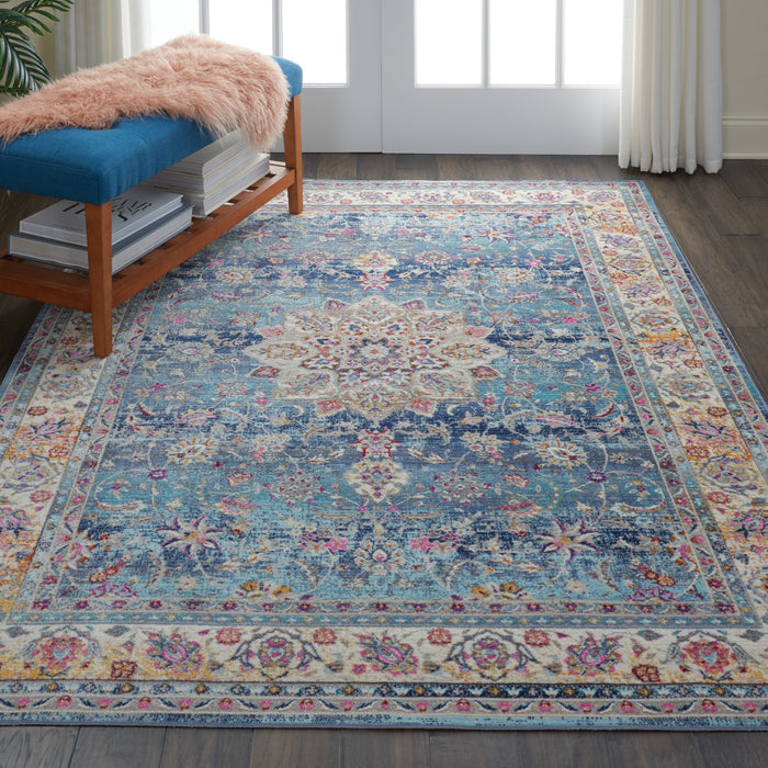 Nourison Vintage Kashan VKA01 Blue Multicolor 5'x8' Oushak Area Rug