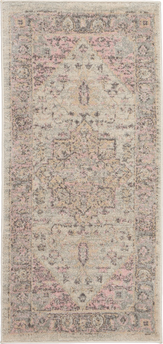 Nourison Tranquil 2'x4' Pink and Beige Kashan Small Rug