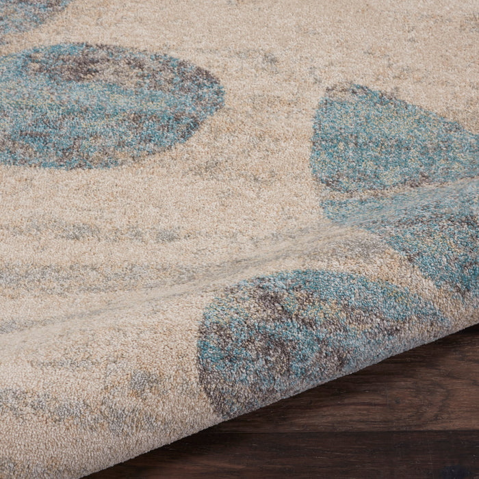 Nourison Tranquil TRA01 White and Blue 7'x10' Large  Rug