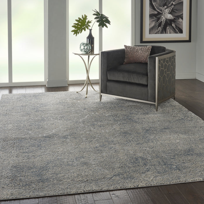 Nourison Rustic Textures RUS09 Ivory and Slate Blue 8'x11' Large Rug