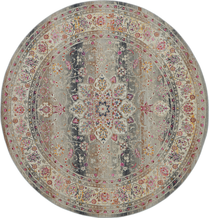 Nourison Vintage Kashan VKA01 Grey Multicolor 4' Round Oushak Area Rug