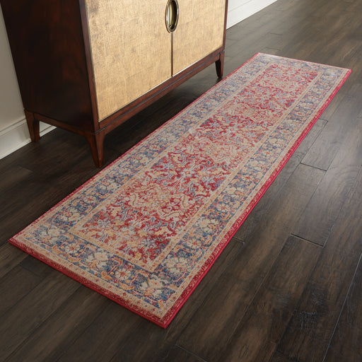 Nourison Ankara Global ANR02 Red and Blue Multicolor 8' Runner Low-pile Hallway Rug