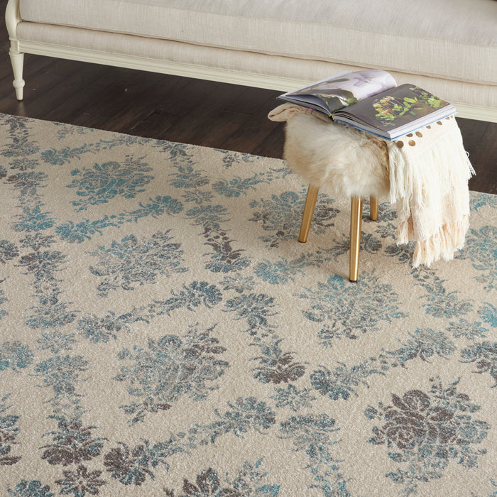 Nourison Tranquil TRA09 Turquoise and White 9'x12' Oversized  Rug