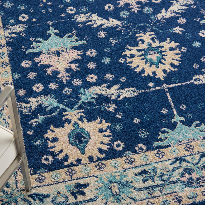 Nourison Tranquil TRA10 Navy Blue 6'x9' Bordered Oriental Area Rug