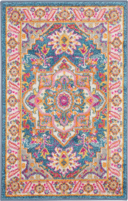 Nourison Passion 2'x3' Teal Multicolor Persian Area Rug