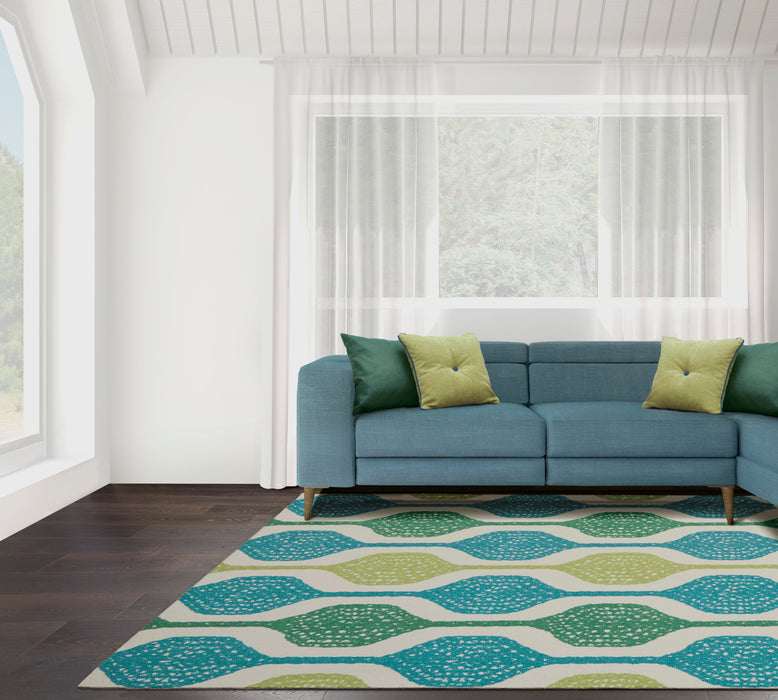 Nourison Sun N Shade SND70 Blue and Green 5'x8' Contemporary Area Rug