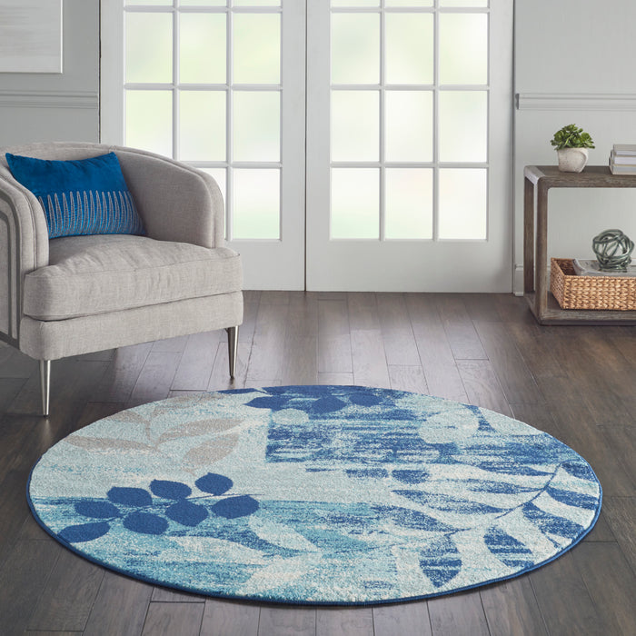 Nourison Tranquil TRA01 Navy Blue 5' Round Modern Area Rug