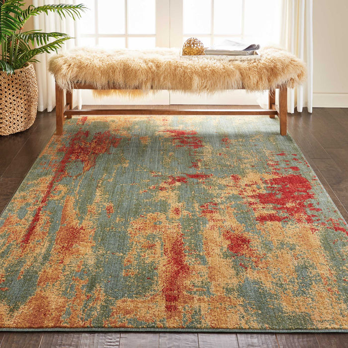 Nourison Somerset ST91 Teal Multicolor 5'x8' Colorful Area Rug