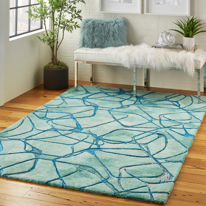Nourison Symmetry SMM05 Aqua 5'x8' Area Rug