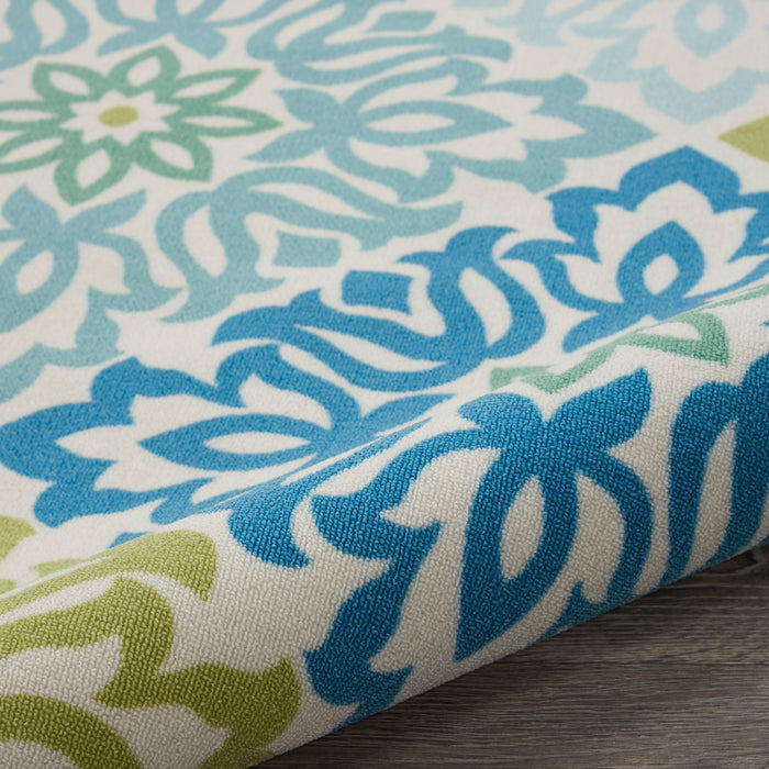 Waverly Sun N Shade SND23 Blue 8' Runner  Hallway Rug