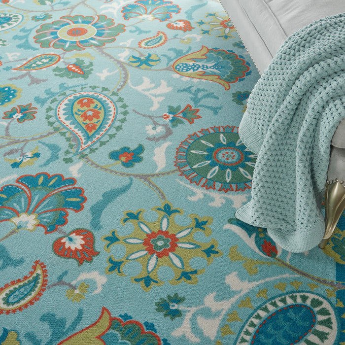 Waverly Sun N Shade SND73 Blue Multicolor 10'x13' Oversized Indoor-outdoor Rug