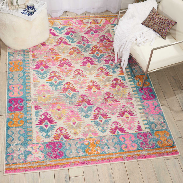 Nourison Passion PSN12 Pink Multicolor 4'x6' Moroccan Area Rug